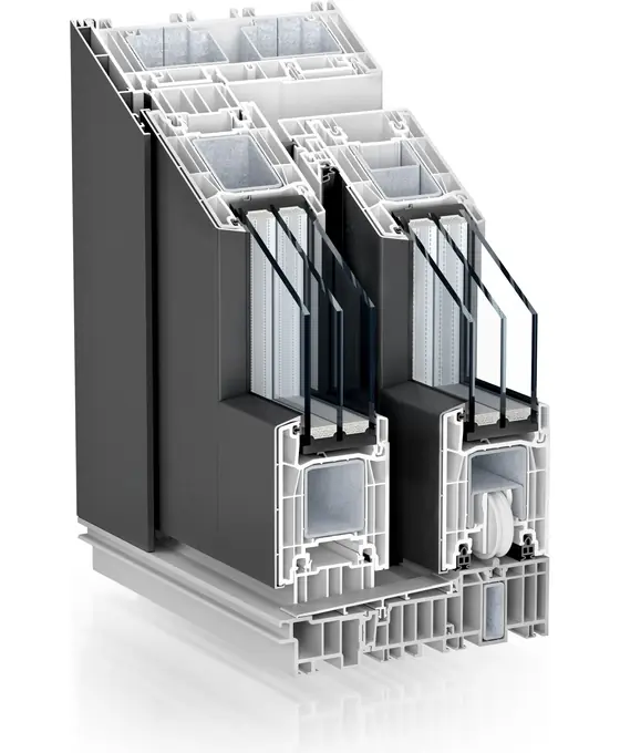 Kömmerling PremiDoor 76, AluClip, antracit
